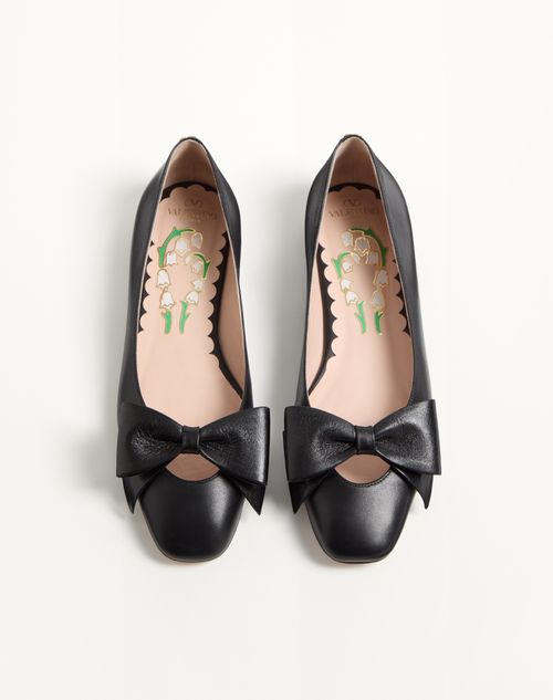 Valentino Garavani - Bowow Kidskin Ballerina - Black - Woman - Ballerinas